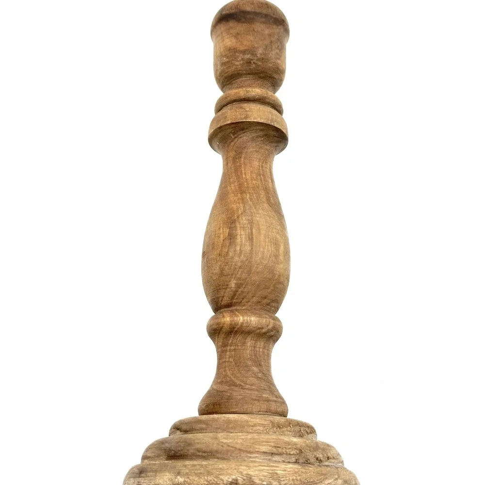 Magnolia Wooden Taper Candle Holder Small Rustic Brown Farmhouse Decor NWT